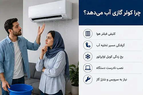 چرا کولر گازی آب می‌دهد؟